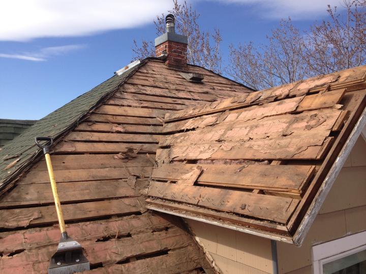 board sheathing under old shakes.