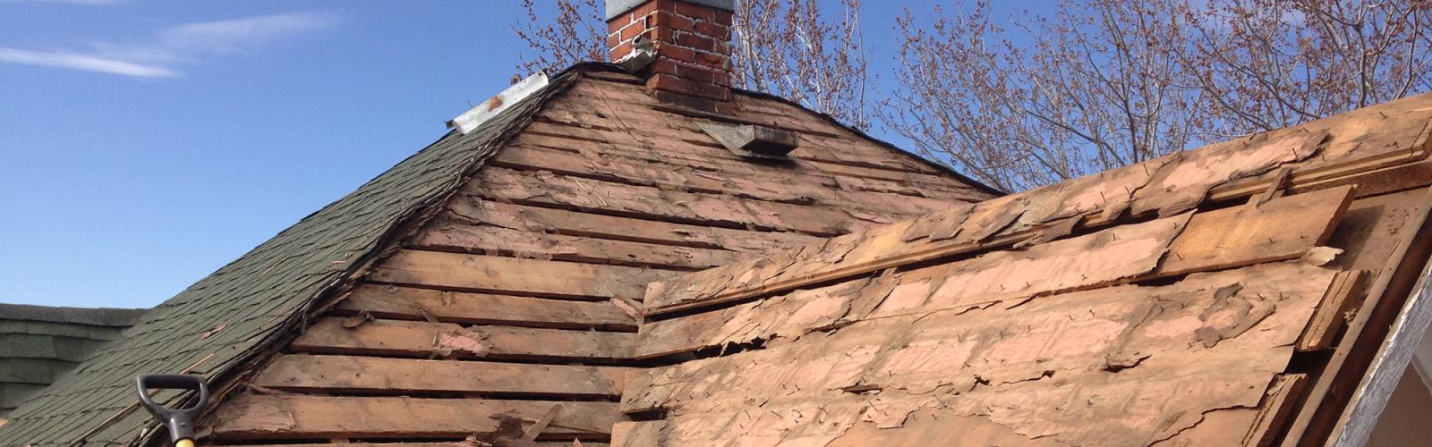 board sheathing under old shakes.