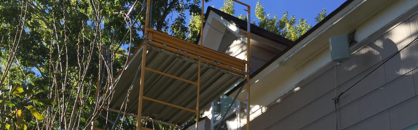 asbestos tiles repainted scaffold
