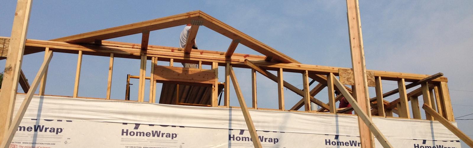framing and tyvek trusses