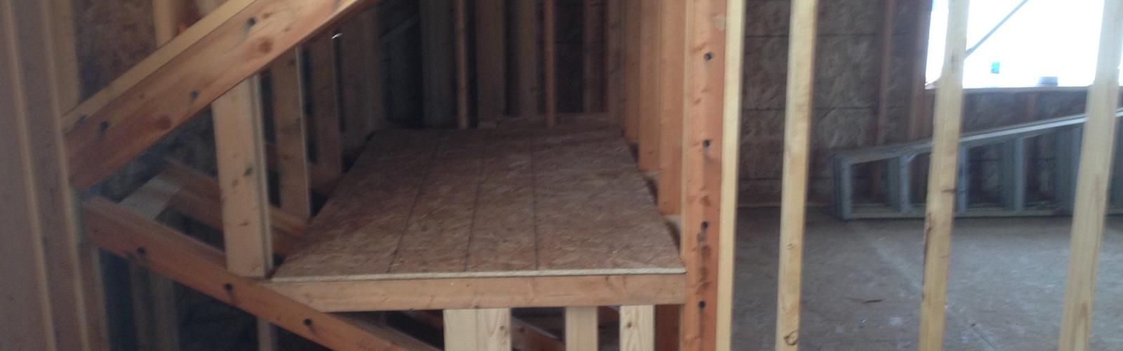 rough framed open storage