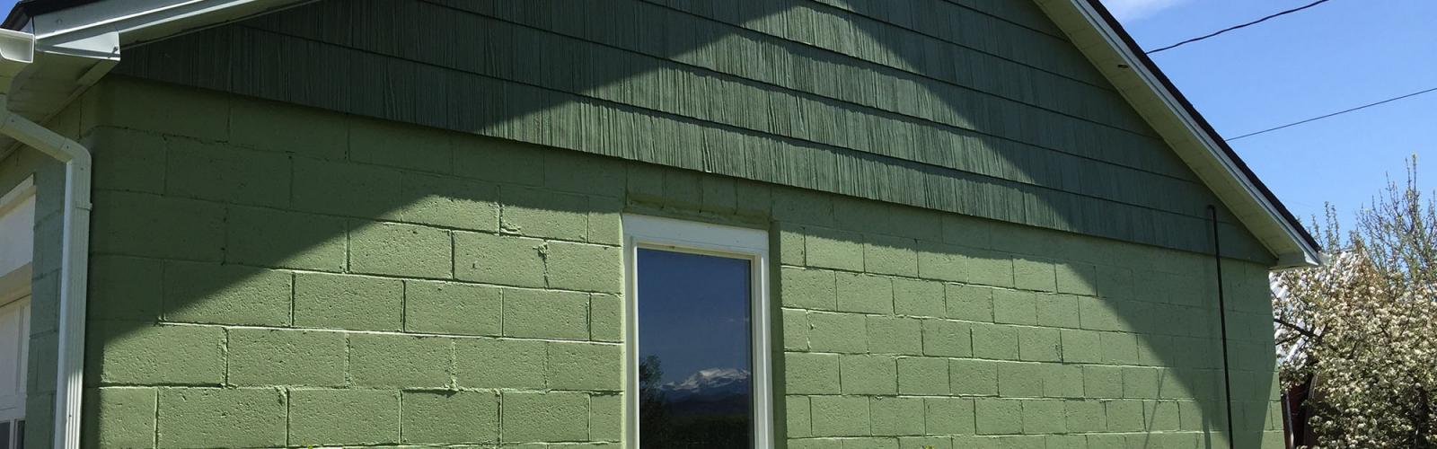 Painted concrete garage