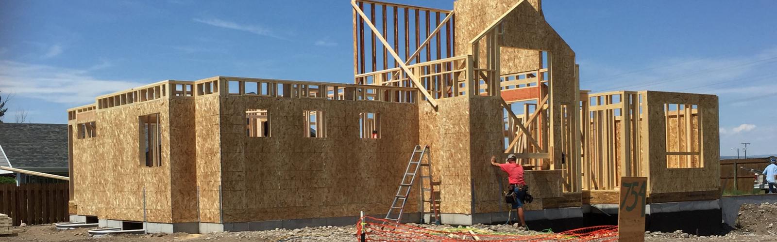 Rough framing first floor sheathing install