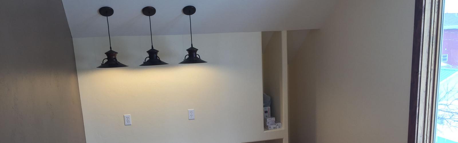 finishing the interior office space, wood floors, paint