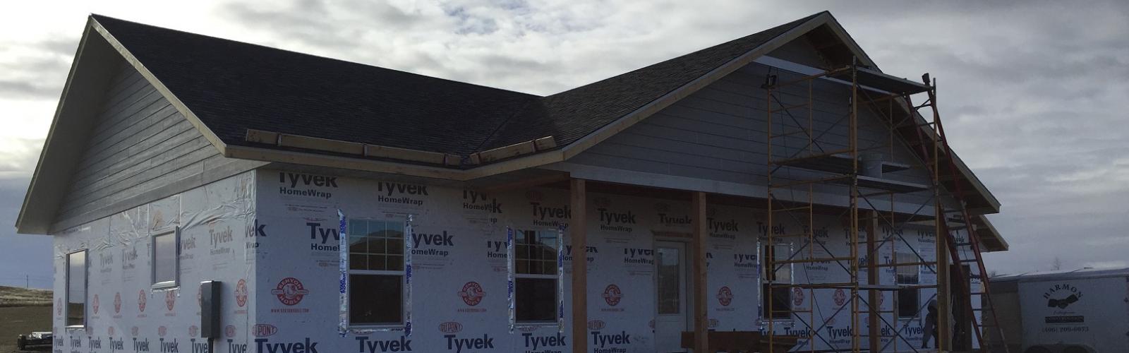 gable siding and asphalt roof
